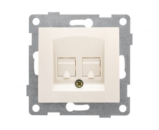 Механизм компьютерной и телефонной розетки GUSI ELECTRIC Bravo RJ45, RJ12, СУ, бежевый С10КТ-003 