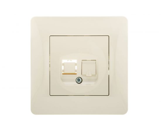 Телефонная розетка GUSI ELECTRIC Ugra RJ12, одинарная, СУ, бежевый С11Т1-003-СБ 