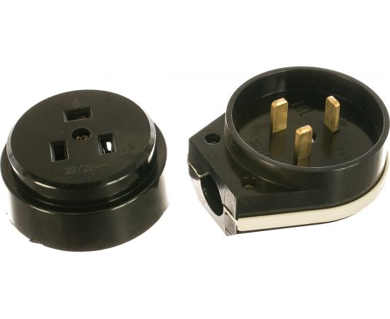 Печной разъем IN HOME РШ/ВШ, карболитовый, 32А, 250В, черный 9114 4690612010199 – изображение 2
