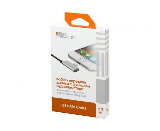 Кабель Interstep, Lightning ChargeN Listen, 0,2м, Bk/Slv, TPE, металлические коннекторы, B201 57760 – изображение 2