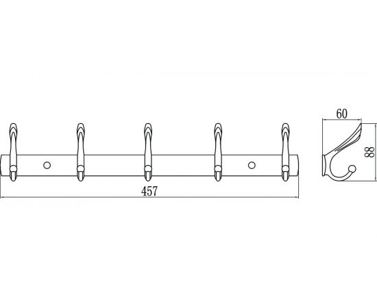 Планка с 5 крючками Savol хром S-06205B 23189 – изображение 2