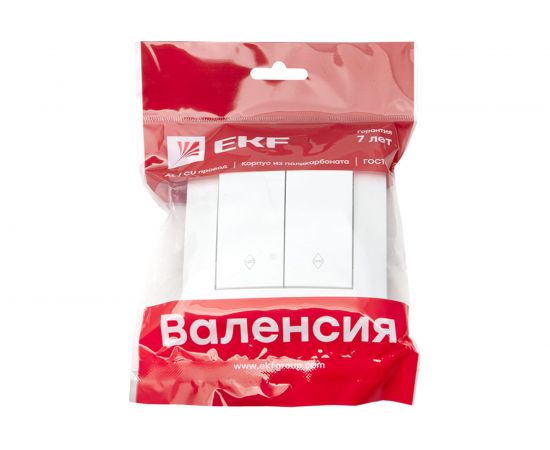 Проходной 2-клавишный выключатель EKF Валенсия, 10А белый PROxima EWV10-027-10 – изображение 5