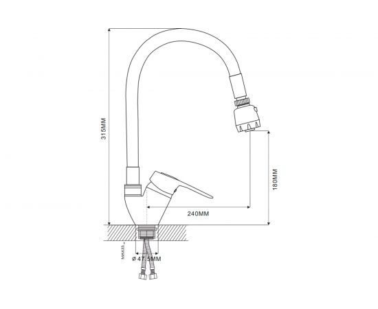 Смеситель для кухни Ekko гибкий излив, с гайкой E4336 – изображение 8