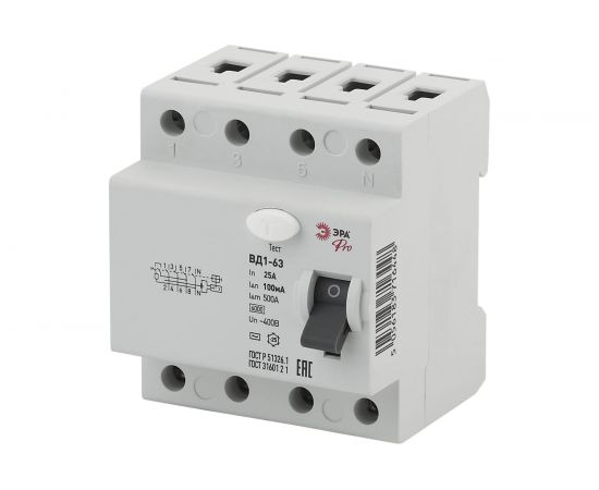 УЗО ЭРА NO-902-69 ВД1-63 3P+N 25А 100мА Б0031908 
