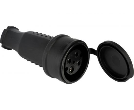 Переносная розетка с защитной крышкой EKF 380В, 3P+PE, 32A, IP44, каучуковая, SQ RPS-022-32-380-44 