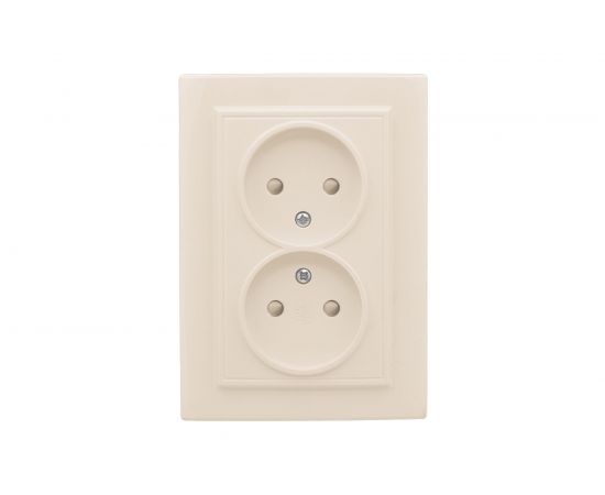 2-местная розетка EKF Минск, СП, без заземления, 10А, с защитной шторкой, бежевый ERR10-102-200 