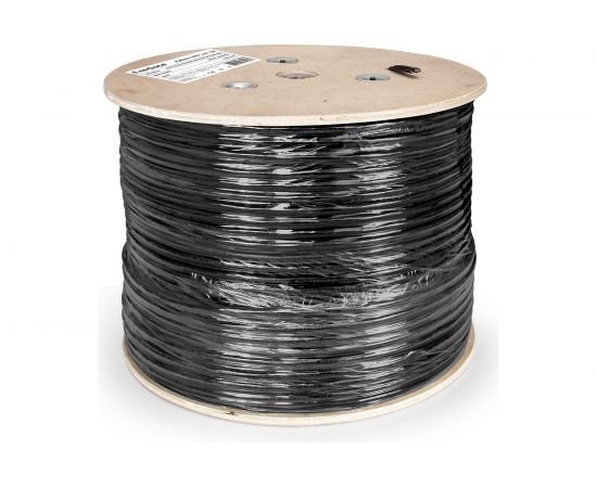 Кабель UTP ExeGate 4 пары, категория 5e, медь, 24AWG, внешний, с тросом, катушка 305м, черный, PE 190974 