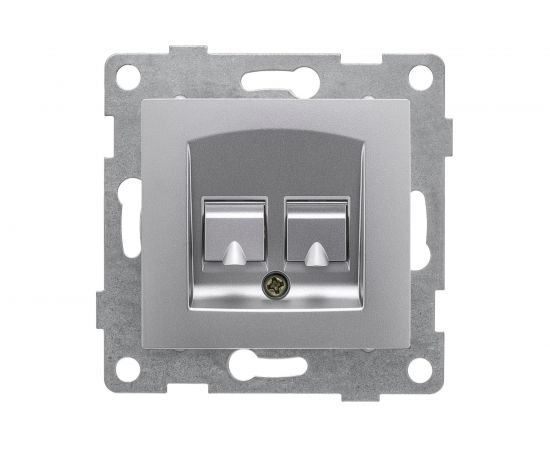 Механизм компьютерной и телефонной розетки GUSI ELECTRIC Bravo RJ45, RJ12, СУ, серебро С10КТ-004 