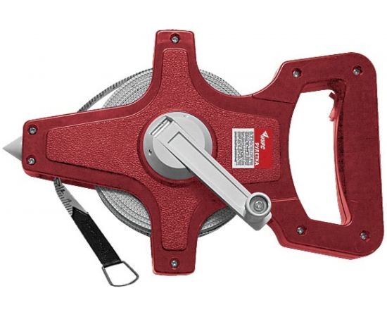 Землемерная рулетка (красный открытый корпус, фибергласовая лента 30 м) КУРС 17663 