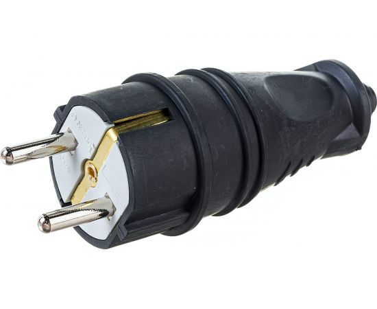 Штепсельная прямая вилка NE-AD с заземлением, 16А, евро, каучук, 4001 