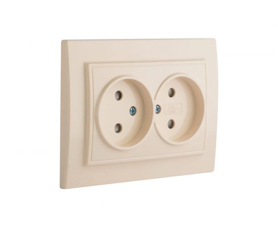 2-местная розетка EKF Минск, СП, без заземления, 10А, с защитной шторкой, бежевый ERR10-102-200 – изображение 2