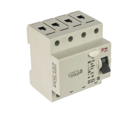 УЗО ЭРА NO-902-69 ВД1-63 3P+N 25А 100мА Б0031908 – изображение 2