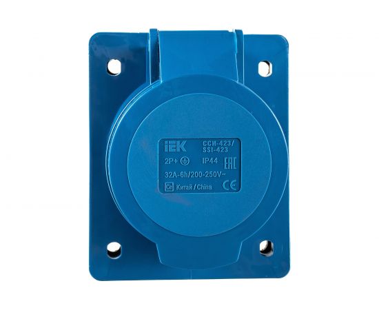 Скрытая розетка IEK 423 2Р+РЕ, 32А, 220В, IP44, ИЭК PSR41-032-3 – изображение 2
