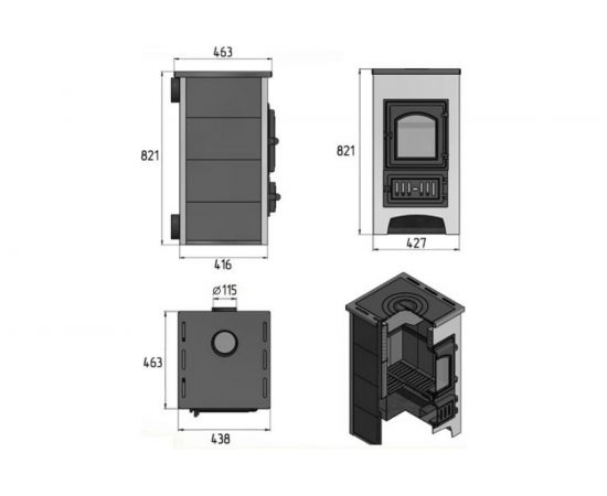 Печь-Камин Везувий ПК-01 270 с плитой беж. 9 кВт 150 м3 115 мм А-329481 – изображение 2