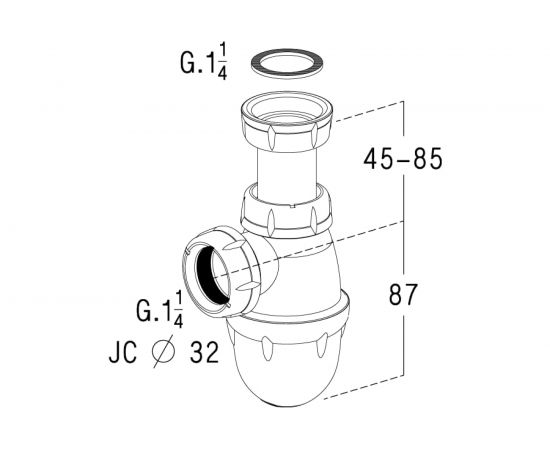 Сифон для умывальника Nicoll 1 1/4х32 L211-0201001 – изображение 2