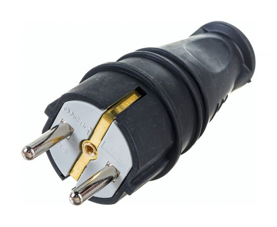 Штепсельная прямая вилка NE-AD с заземлением, 16А, евро, каучук, 4001 – изображение 3