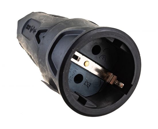 Кабельная розетка PCE 220v 16A 2P+E IP20 корпус черный, маркер черный 2520-ss – изображение 3