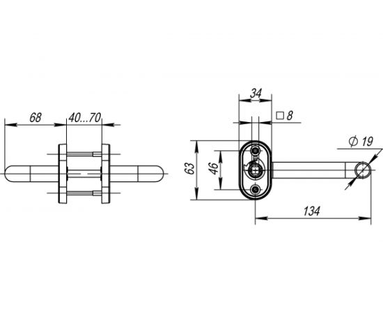 Раздельная ручка Fuaro DSS-0203P/19 нержавейка, квадрат 8x140 мм 35693 – изображение 3