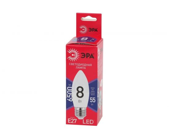 Светодиодная лампа ЭРА LED B35 8W 865 E27 R диод, свеча, 8Вт, холодный, E27 Б0045342 – изображение 4