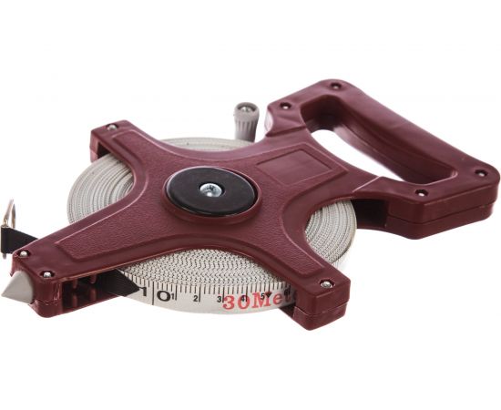 Землемерная рулетка (красный открытый корпус, фибергласовая лента 30 м) КУРС 17663 – изображение 4