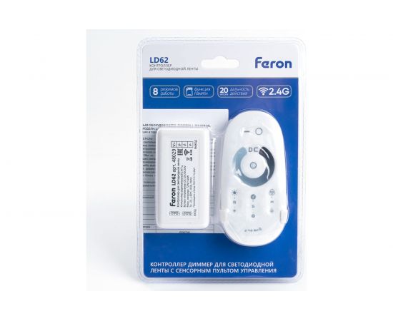 Контроллер диммер для светодиодной ленты FERON с П/У белый, 12-24V, LD62 48029 – изображение 6