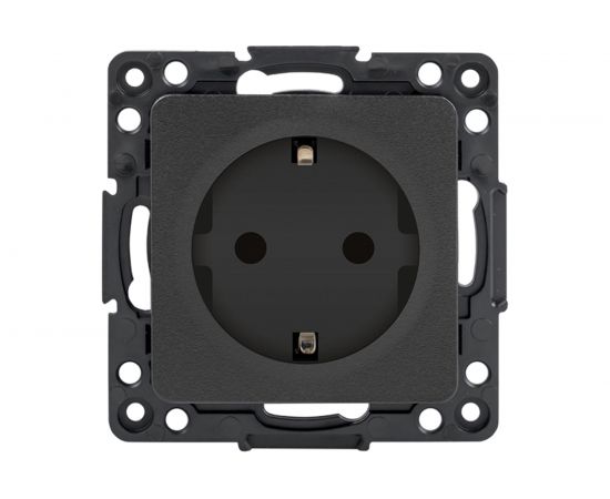 Механизм 1-местной розетки EKF PROxima Стокгольм, с заземлением, 16А, черный, с защитными шторками EZR16-028-10 