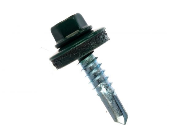 Кровельный саморез Госкреп 5.5х25 мм, RAL 6005, зеленый мох, 250 шт., большой пластиковый контейнер, 1000 мл 2-0017200 