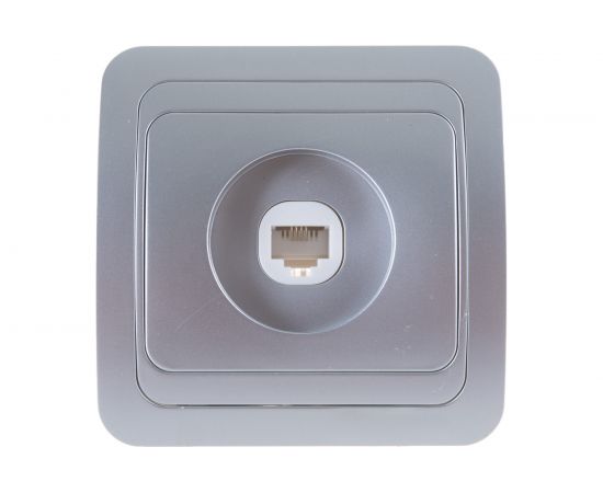 Телефонная розетка Smartbuy 1-местная серебро Марс SBE-02s-S1-PH 