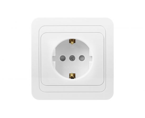 Розетка Smartbuy 1-местная с заземлением 16А белая с защитными шторками Марс SBE-02w-16-S1-1Z 