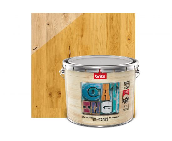 Декоративное покрытие по дереву BRITE FLEXX экстерьерное, орегон, ведро 9 л 212458 