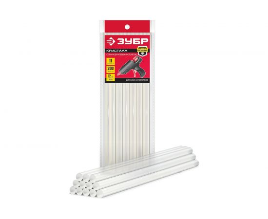 Прозрачные клеевые стержни ЗУБР 12 шт, 11х200 мм 06854-12 