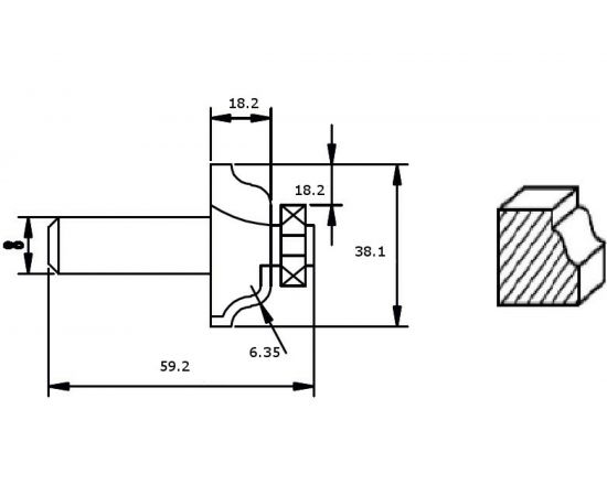 Фреза HM профильная тип B (12.7х18.2х6.35х59.2х38.1 мм) REDVERG 840691 6625692 – изображение 2