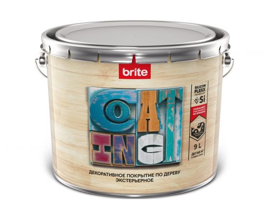 Декоративное покрытие по дереву BRITE FLEXX экстерьерное, орегон, ведро 9 л 212458 – изображение 2