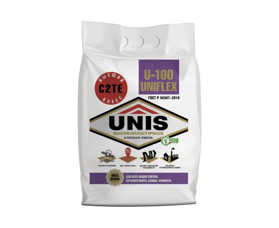 Плиточный клей UNIS UNIFLEX U-100 эластичный, 5 кг 4607005184481 