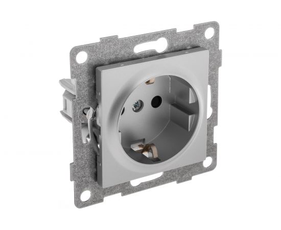 Механизм розетки GUSI ELECTRIC Ugra 1-ой с/з с з/ш, СУ, 16А, 250В, серебро С11Р4-004 