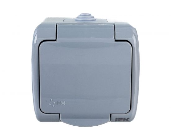 1-ая розетка IEK AQUATIC РСш12-2-А с заземляющим контактом, открытой установки, 16А, IP54 ERA12-K03-16-54 