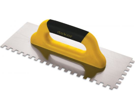 Зубчатая гладилка DEKOR HASSAN 120 х 400 мм квадратный зуб 10 х 10 мм пластиковая ручка 432 