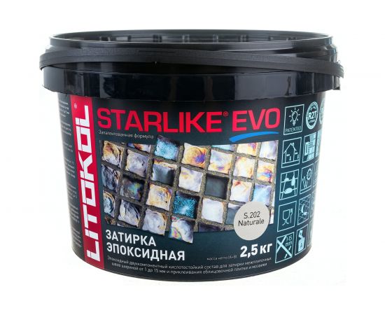 Эпоксидный состав для укладки и затирки мозаики и керамической плитки LITOKOL STARLIKE EVO S.202 NATURALE 2.5 кг 485220003 