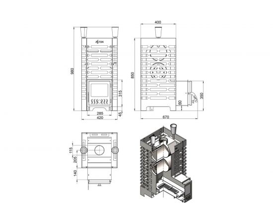 Печь для бани Везувий ASTON 20 стекло 12946 – изображение 2