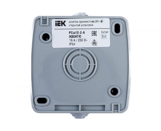 1-ая розетка IEK AQUATIC РСш12-2-А с заземляющим контактом, открытой установки, 16А, IP54 ERA12-K03-16-54 – изображение 2