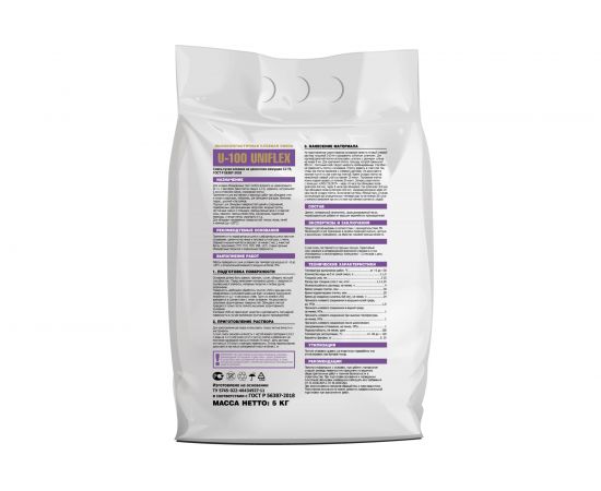 Плиточный клей UNIS UNIFLEX U-100 эластичный, 5 кг 4607005184481 – изображение 2