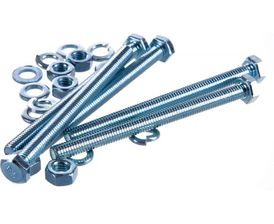 Болт с шестигранной головкой в комплекте с гайкой, шайбой, шайбой пружинной, ЗУБР, МАСТЕР, 303436-06-080 – изображение 3