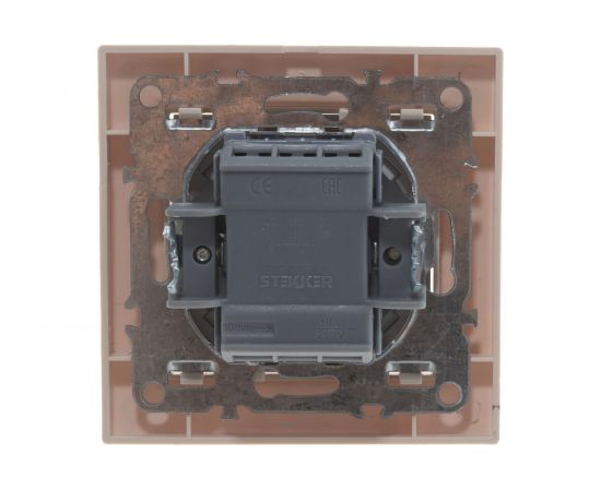 Выключатель STEKKER 2-клавишный, 220V, 10А, серия Эрна, слоновая кость, PSW10-9004-02 39231 – изображение 3