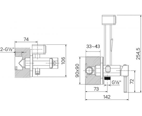 Встраиваемый смеситель с гигиеническим душем IDDIS белый матовый 004WTS0i08 – изображение 3