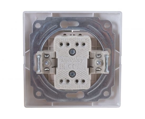 Выключатель Smartbuy 2-клавишный 10А серебро, Венера SBE-01s-10-SW2-0-c – изображение 3