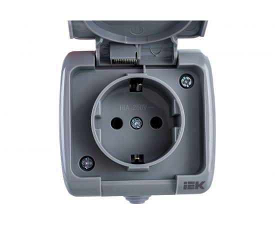1-ая розетка IEK AQUATIC РСш12-2-А с заземляющим контактом, открытой установки, 16А, IP54 ERA12-K03-16-54 – изображение 4