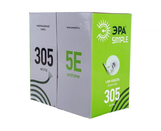 Кабель ЭРА витая пара U/UTP 4x2x24AWG Cat5e CU PVC 305м SIMPLE Б0044426 – изображение 4