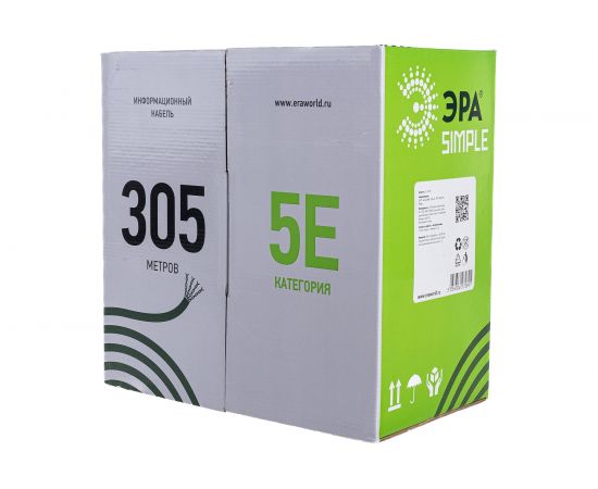 Кабель ЭРА витая пара U/UTP 4x2x24AWG Cat5e CU PVC 305м SIMPLE Б0044426 – изображение 5