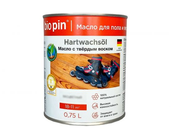 Масло для пола с твердым воском BIO PIN 1910 Hartwachsol в цвете прозрачный темно-янтарный 0.75 л 19101F101 