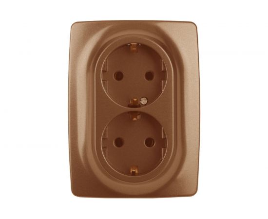 Розетка ЭРА 12210614 2x2PE Schuko,16A-250В, IP20, Эра12, медь Б0031236 